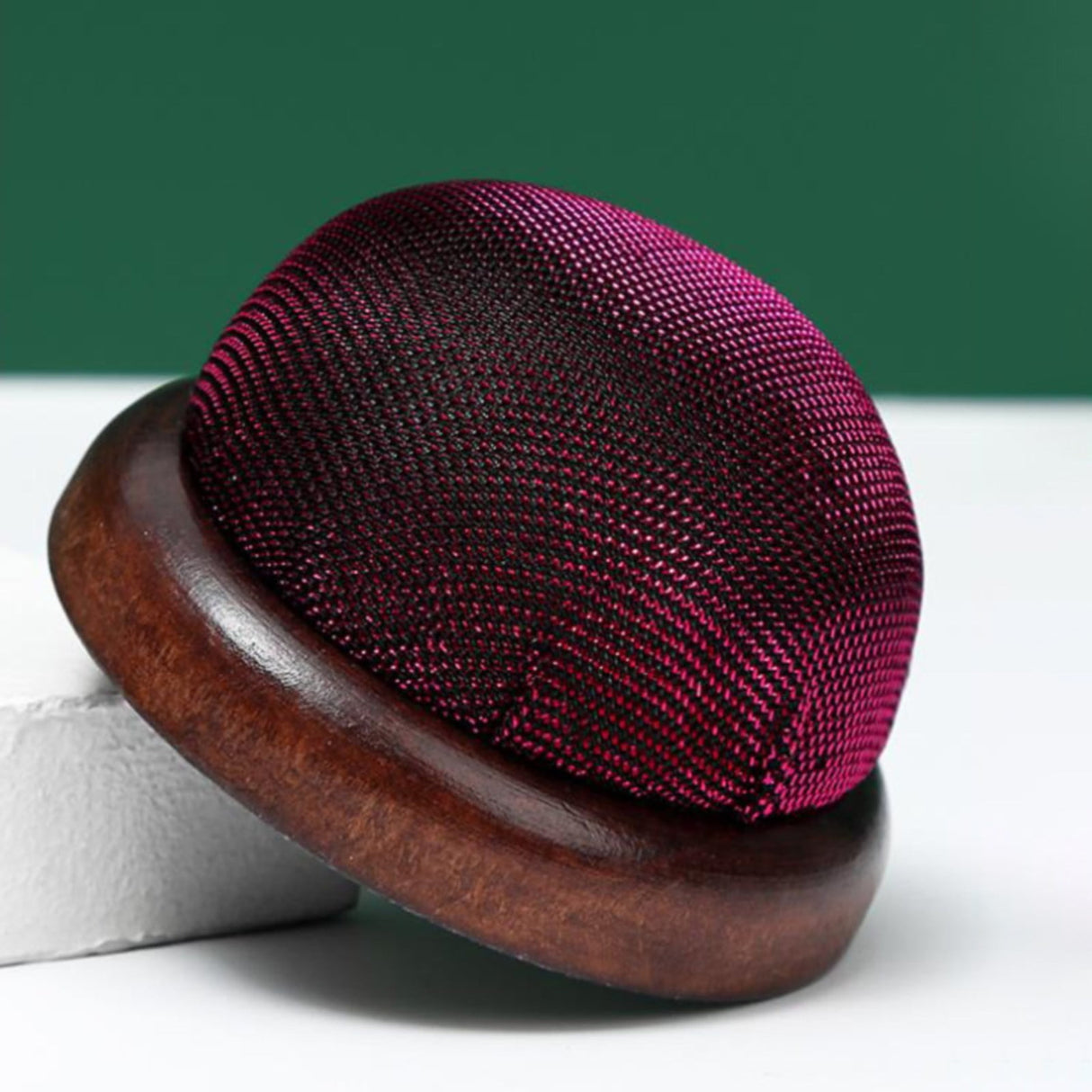 Smooth Round Pin Cushion! Eewia Needle and Thread Kit Clearance, Glossy Pin Cushion Wooden Base Needle Pincushion Round Pin Cushion for Sewing Needle Holder Or Diy Crafts, include 1*Pin Cushion Red