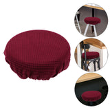 Bar Stool Covers Stretchy Round Chair Covers Slipcover Washable Stool Cushion Elastic Bar Chair Covers Grey 27.5X17.5X6CM Dark Red - Close-Up Angle