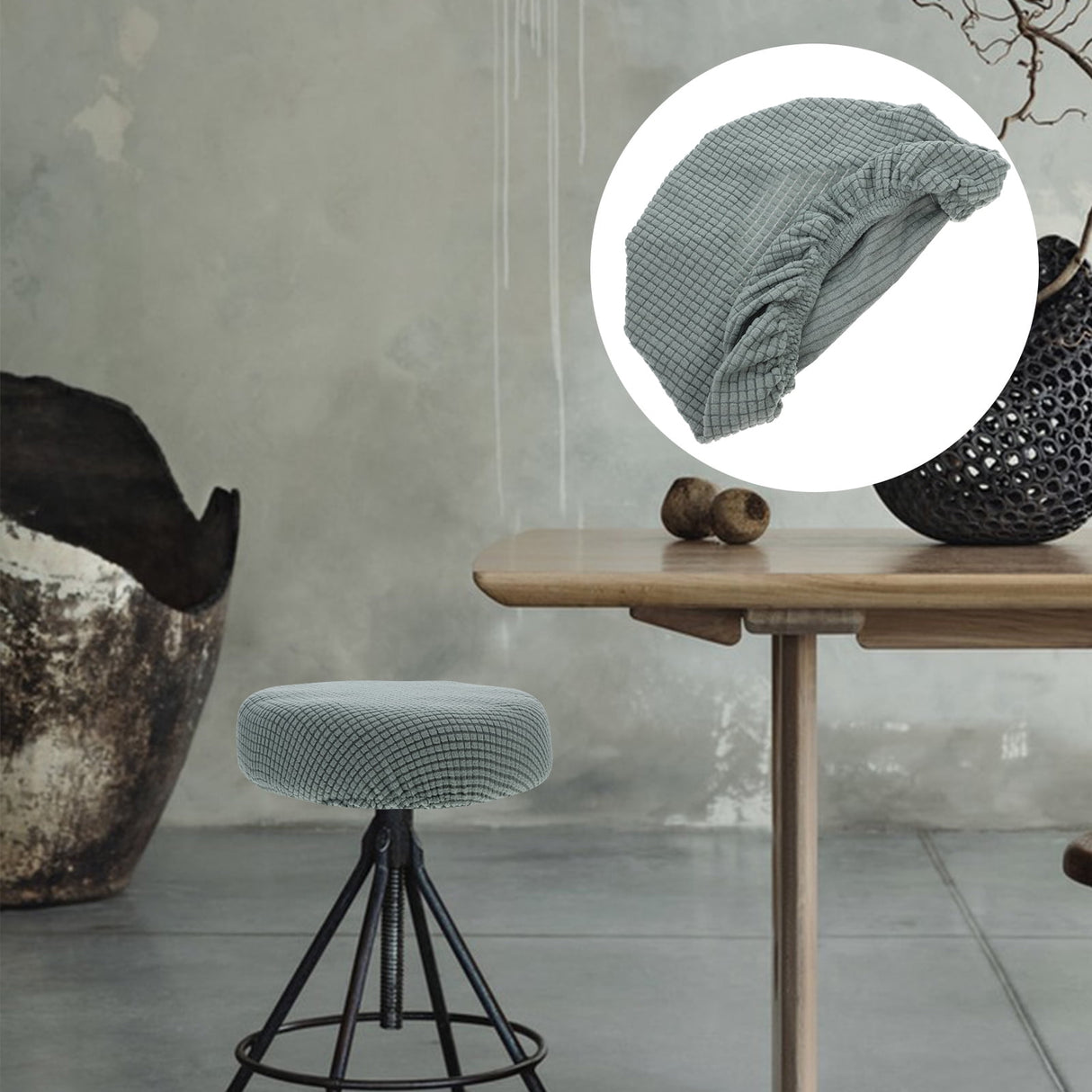 Bar Stool Covers Stretchy Round Chair Covers Slipcover Washable Stool Cushion Elastic Bar Chair Covers Grey 1.60X1.50X1.50CM Green
