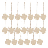 20pcs Four Leaf Ornaments Hanging Decor Unfinished Wooden Ornaments Wooden Shamrock Cutouts Wooden Slices Party Favors for DIY Crafts Beige