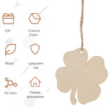 20pcs Four Leaf Ornaments Hanging Decor Unfinished Wooden Ornaments Wooden Shamrock Cutouts Wooden Slices Party Favors for DIY Crafts Beige