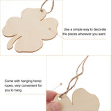 20pcs Four Leaf Ornaments Hanging Decor Unfinished Wooden Ornaments Wooden Shamrock Cutouts Wooden Slices Party Favors for DIY Crafts Beige - Close-Up Angle