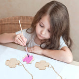20pcs Four Leaf Ornaments Hanging Decor Unfinished Wooden Ornaments Wooden Shamrock Cutouts Wooden Slices Party Favors for DIY Crafts Beige - Extra Image