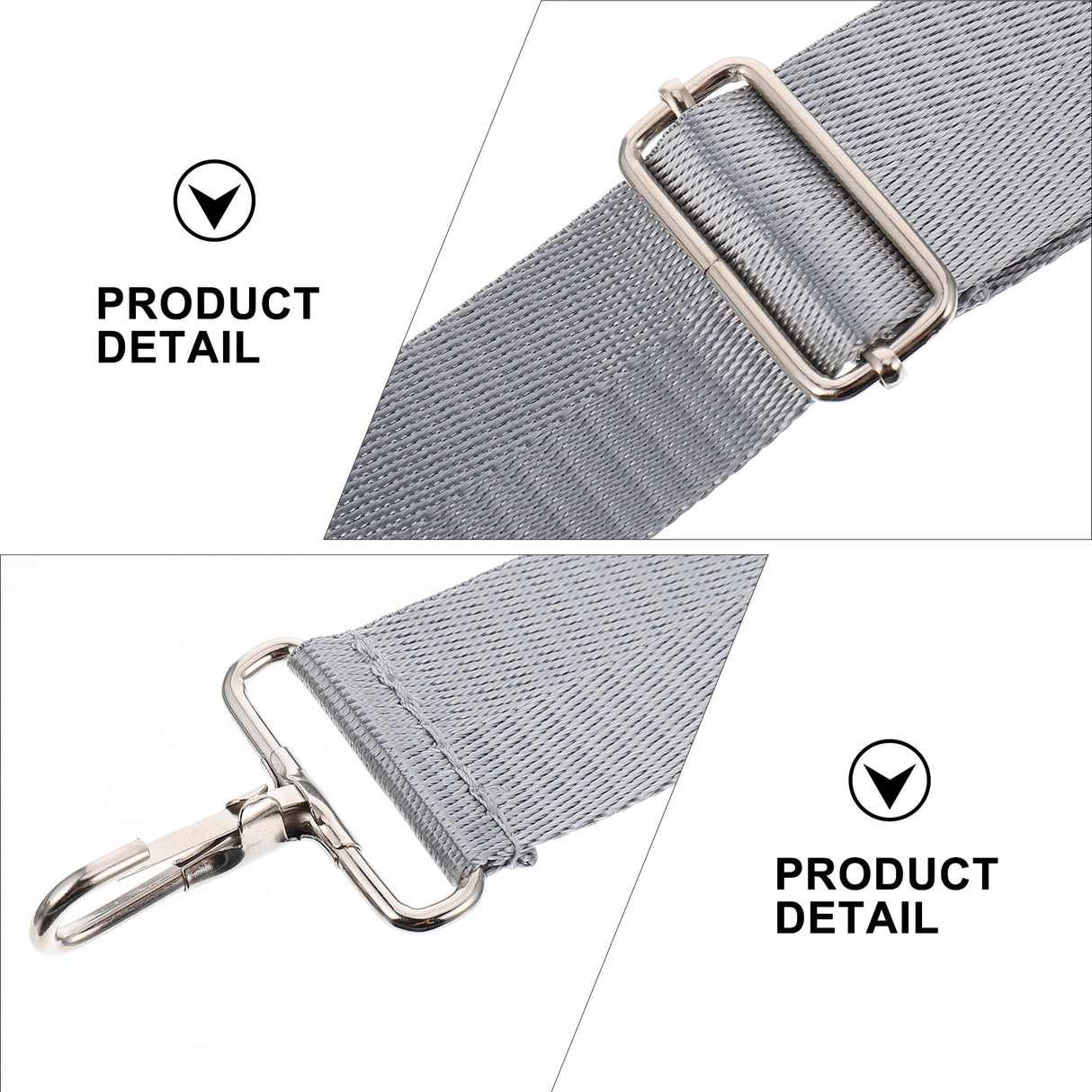 Nylon Shoulder Strap, Bag Handbag Purse Replacement Strap, Adjustable Canvas Strap with Metal Hooks for Laptop Briefcase Messenger Bag/ Grey 150X3.8CM Gray