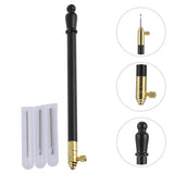 1 Set of Metal Handle Set Hooks with 3 Needles French Crochet Tool for Embroidery Beading ( Black ) 11X1CM Black