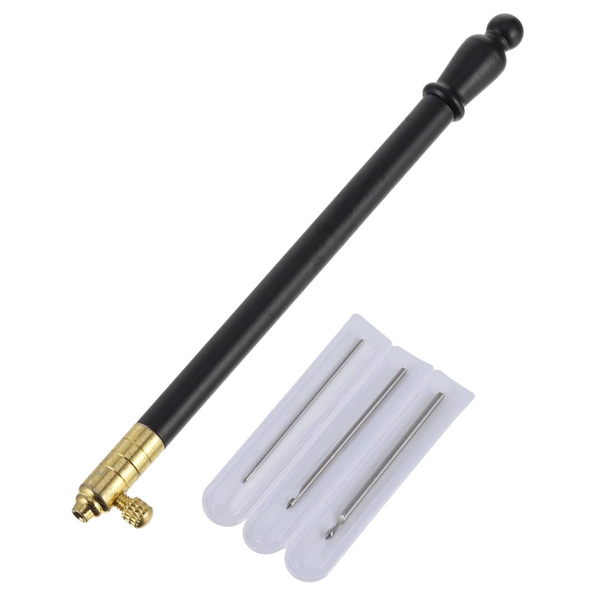 1 Set of Metal Handle Set Hooks with 3 Needles French Crochet Tool for Embroidery Beading ( Black ) 11X1CM Black