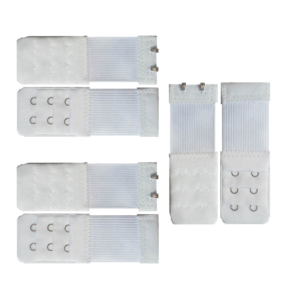 Bra Extension Buckle Polyester 6Pcs 3In Size 4 White