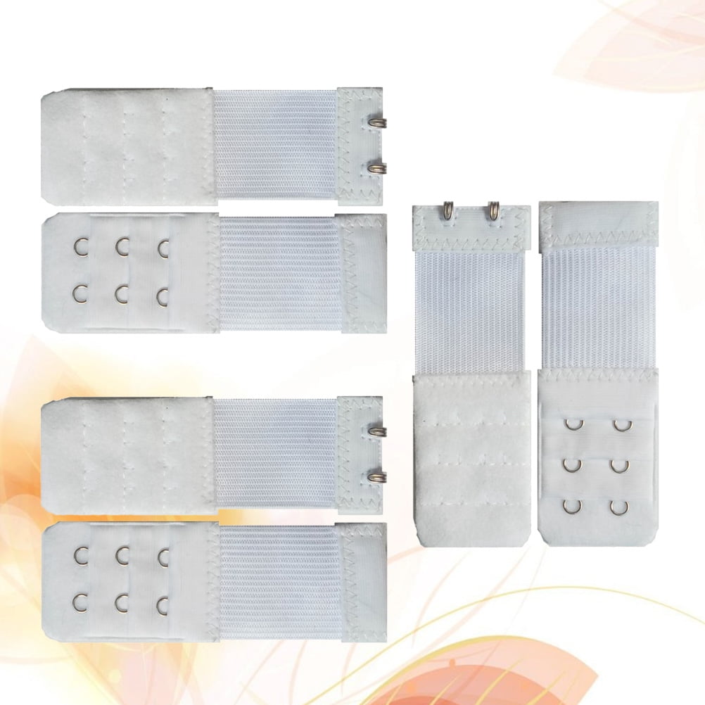 Bra Extension Buckle Polyester 6Pcs 3In Size 4 White