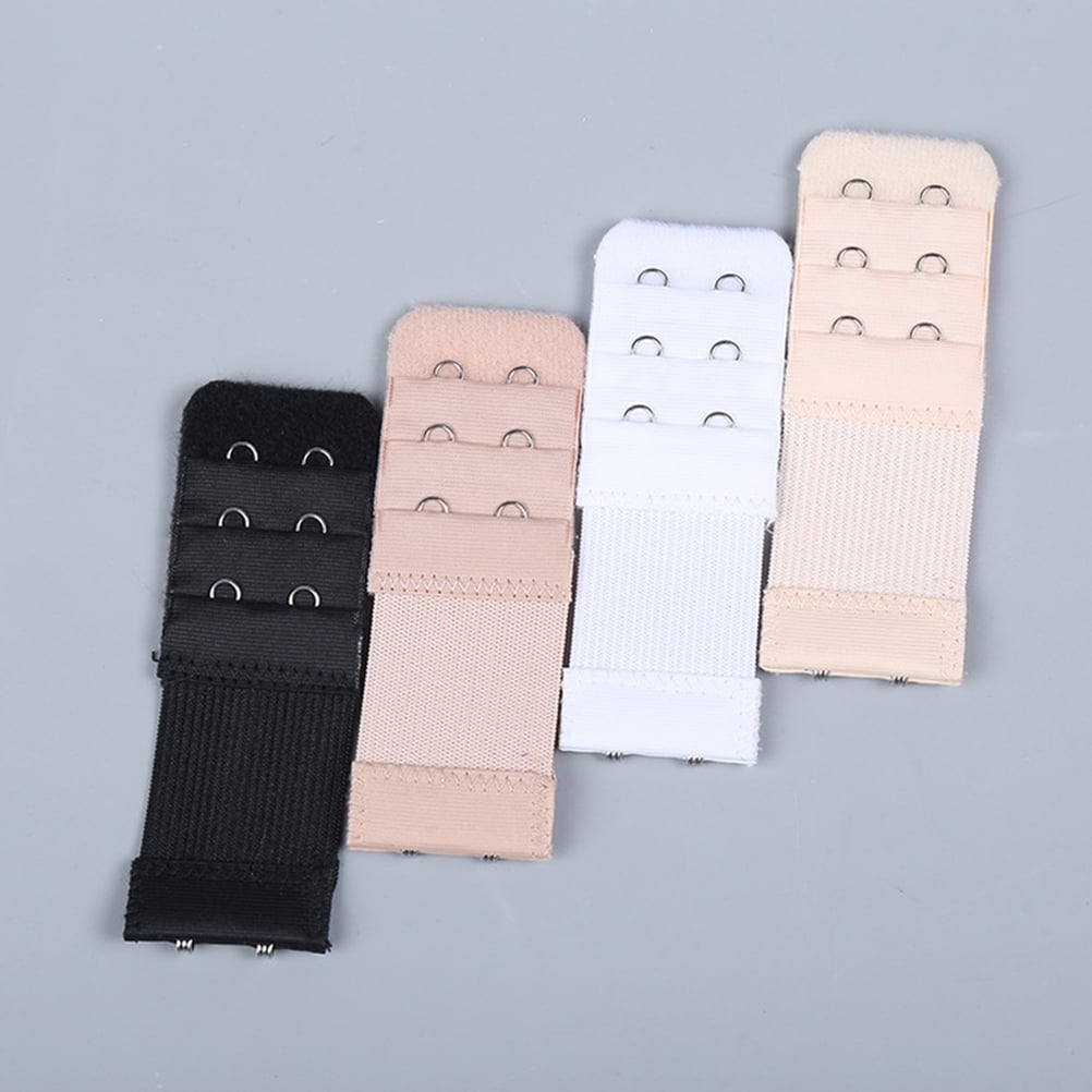 Bra Extension Buckle Polyester 6Pcs 3In Size 4 White