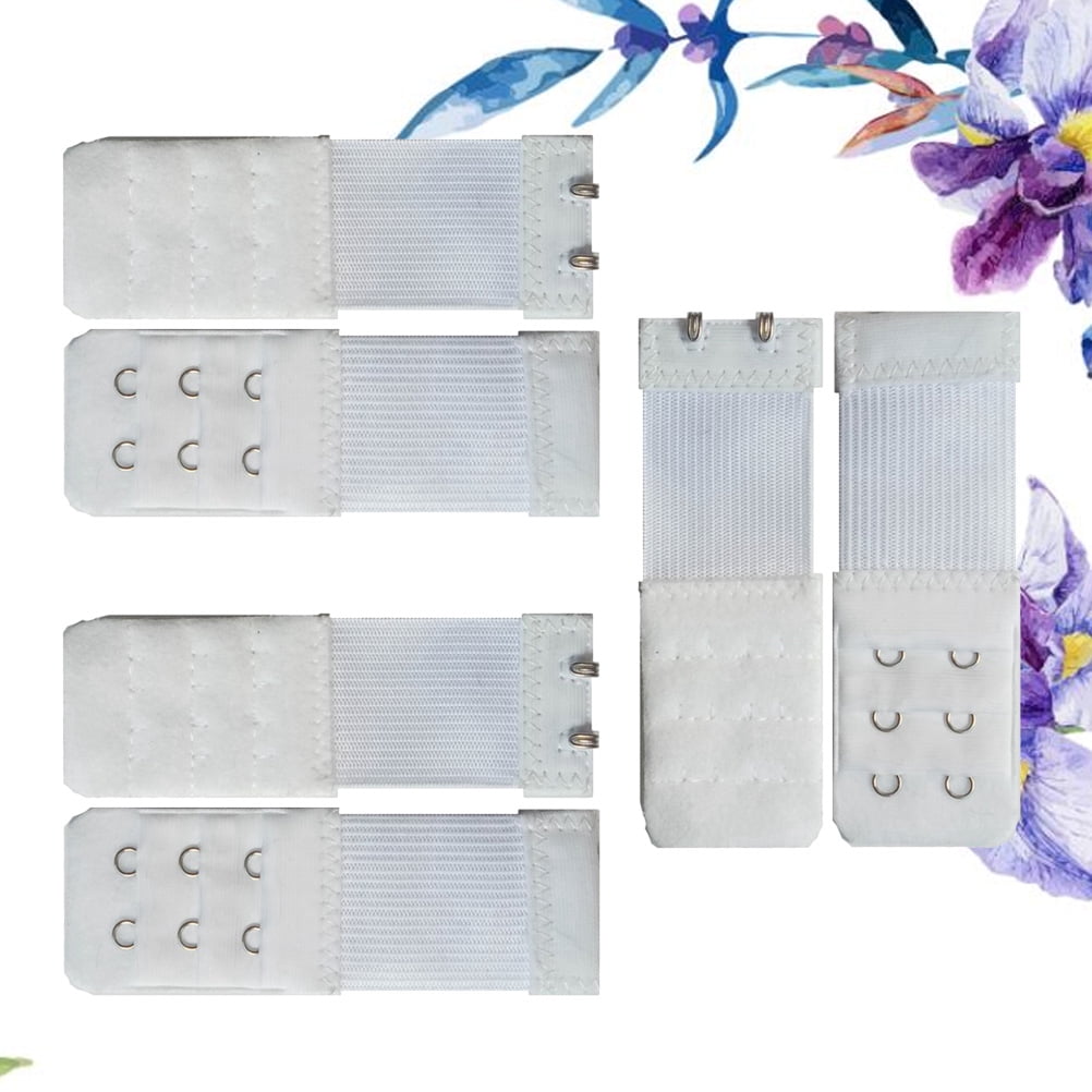 Bra Extension Buckle Polyester 6Pcs 3In Size 4 White