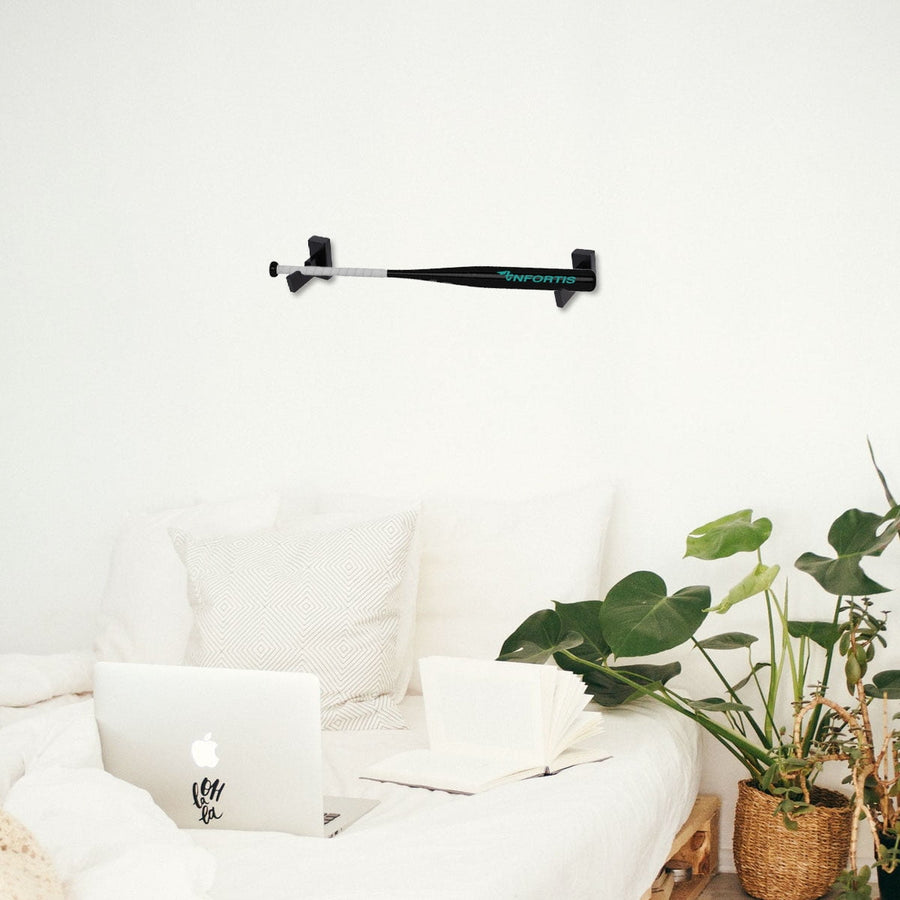 Baseball Bat Display Hanger Wall Mounted Horizontal Baseball Bat Holder Hockey Wall Container for Home Office M Black