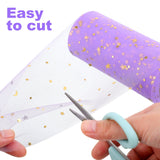 Tulle Roll Spool Tulle Fabric Roll with Star Sequins for Wedding Table Tutu Dress Skirt Light Purple 2280x15cm Dark Grey - Low Angle