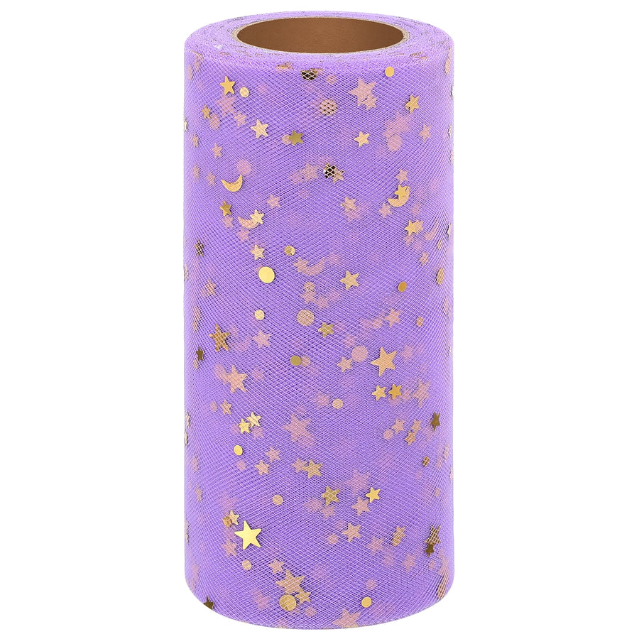 Tulle Roll Spool Tulle Fabric Roll with Star Sequins for Wedding Table Tutu Dress Skirt Light Purple 2280x15cm Lavender