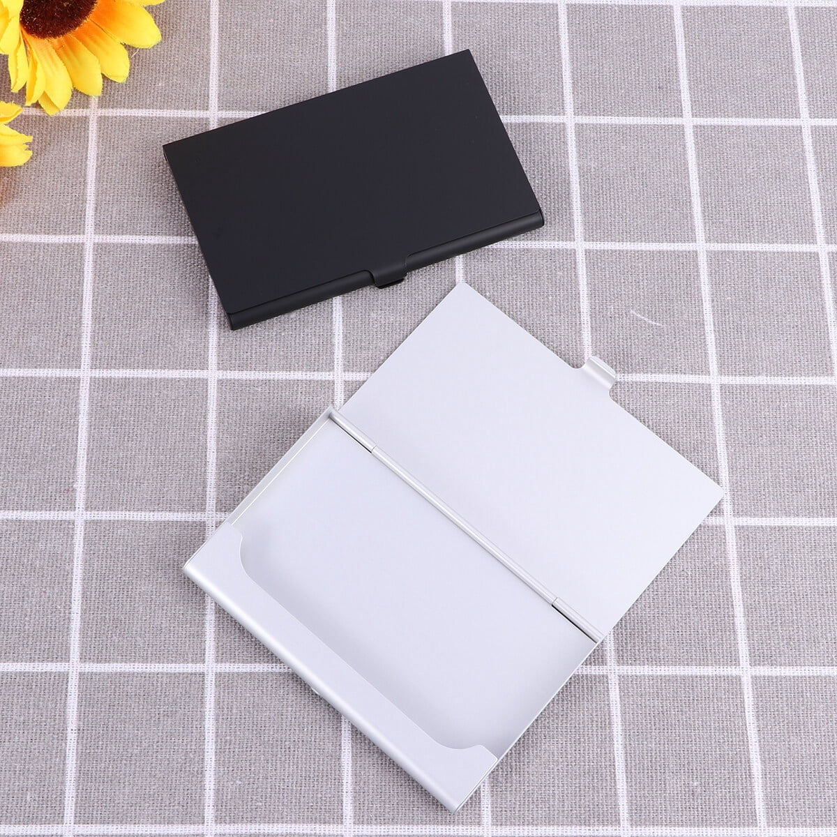 Aluminum Alloy Business Card Case 2Pcs 3.6x2.3x0.3In 9.20X5.80X0.70CM Assorted Color