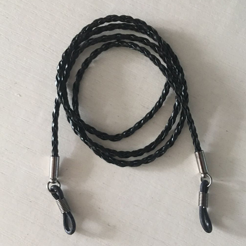 Eyeglasses Holder Strap Cord Leather Eyeglasses String Holder Chain Necklace Glasses Cord Lanyard Eyeglass Retainer for Men Women Kids(Black) 70.00X0.22X0.22CM Black