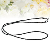 Eyeglasses Holder Strap Cord Leather Eyeglasses String Holder Chain Necklace Glasses Cord Lanyard Eyeglass Retainer for Men Women Kids(Black) 70.00X0.22X0.22CM Black - Close-Up Angle