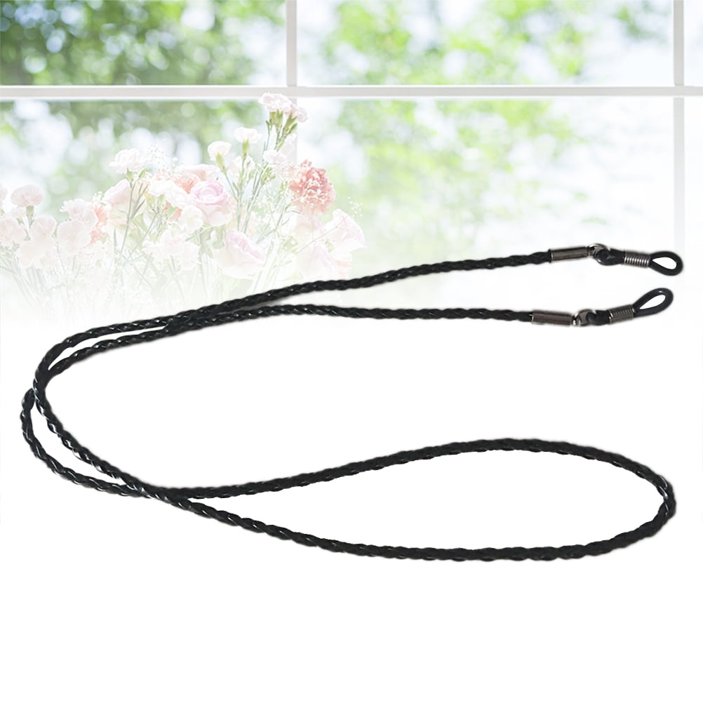 Eyeglasses Holder Strap Cord Leather Eyeglasses String Holder Chain Necklace Glasses Cord Lanyard Eyeglass Retainer for Men Women Kids(Black) 70.00X0.22X0.22CM Black