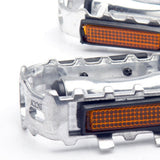 Worgeous 1 Pair of Silver Aluminum Alloy Mountain Bike Pedals with Anti slip Spikes - Front View