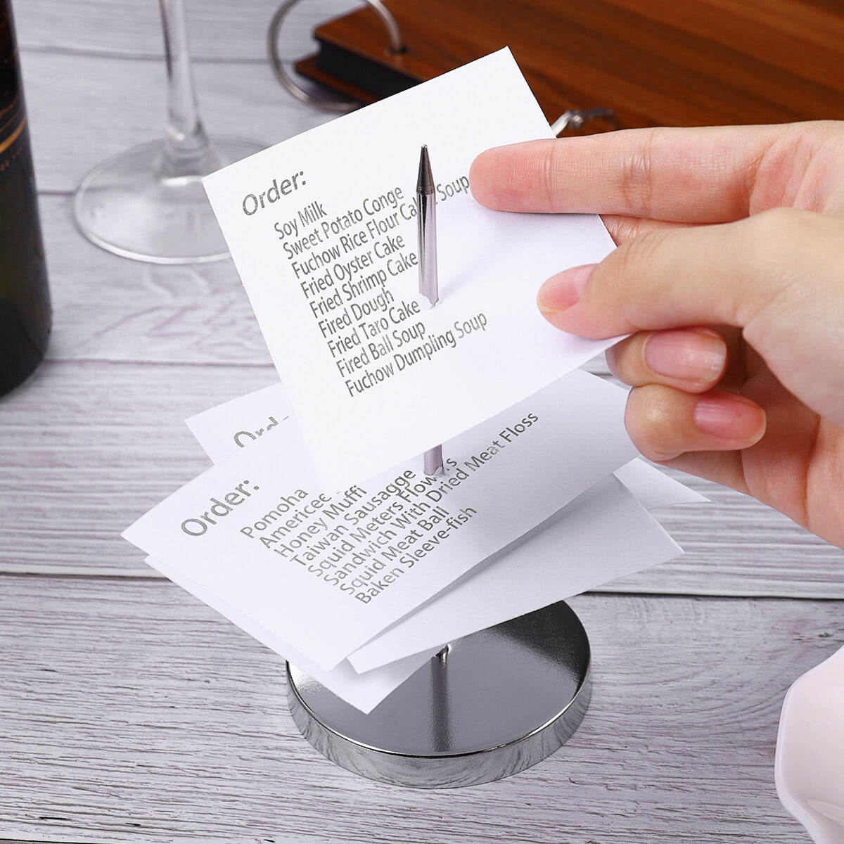 Restaurant Bill Holder Metal 3Pcs 5.5x2.8x0.3Inch Busy Environments Silver