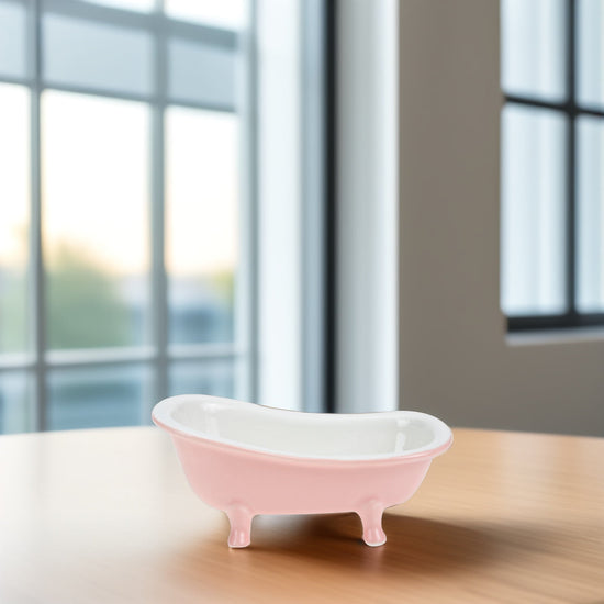 Bathtub Shaped Flower Pot Pink Ceramic 1Set 6.3x3.5x2.8in
