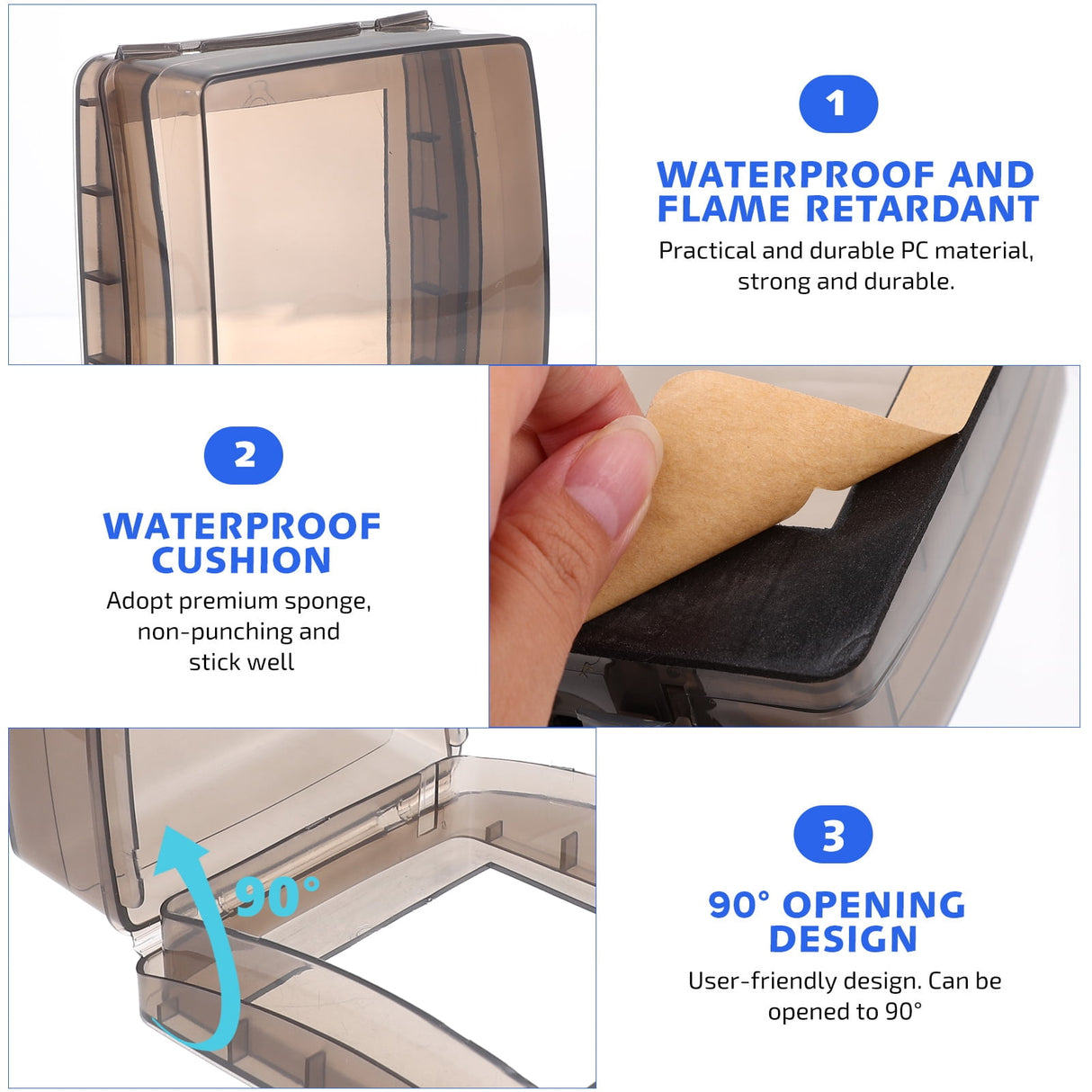 2 Sets Protection Box Wall Plate Cover Waterproof for Kitchen Bathroom Outdoor Wall Socket Pulg Covers Lids 12.7X10.7X5.2CM Black