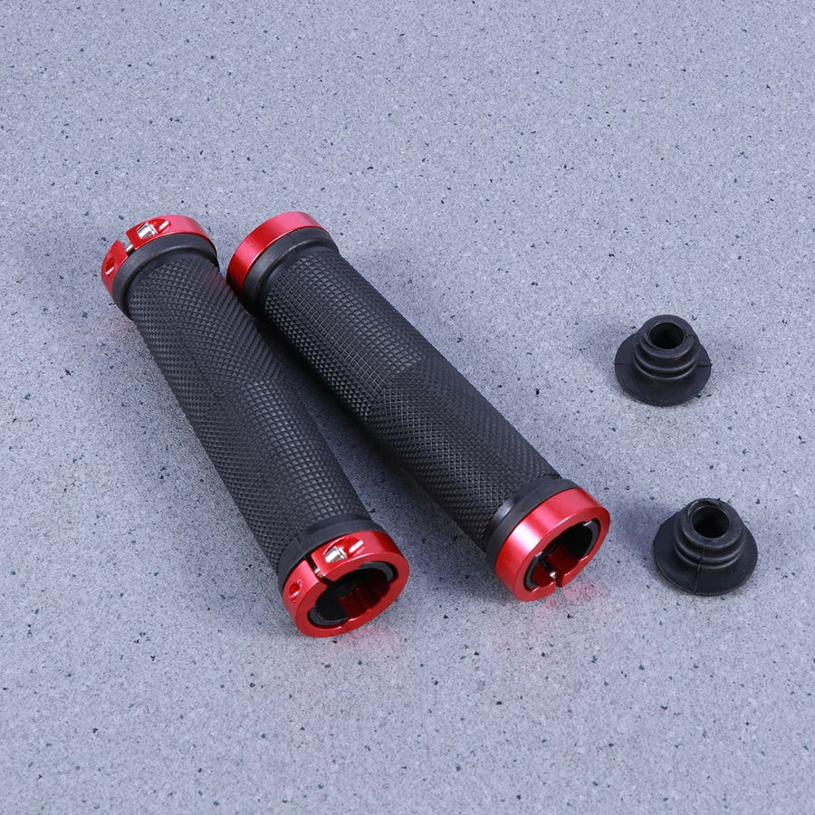 Worgeous Mountain Bike Double Lock Aluminum Alloy Handlebar Grips Antiskid Set Red