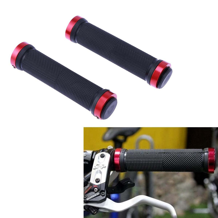 Worgeous Mountain Bike Double Lock Aluminum Alloy Handlebar Grips Antiskid Set Red