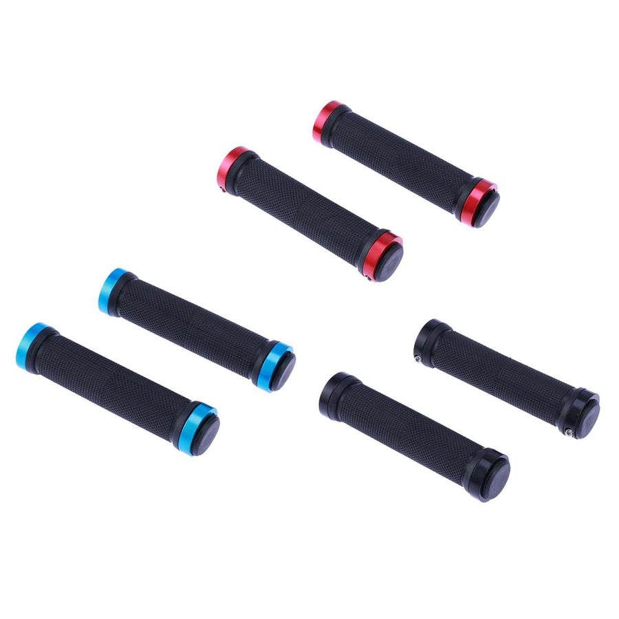 Worgeous Mountain Bike Double Lock Aluminum Alloy Handlebar Grips Antiskid Set Red