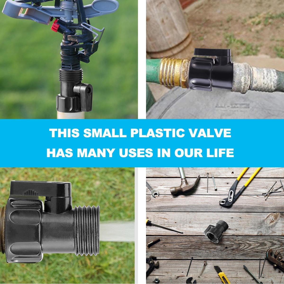 Worgeous Garden Hose Shut Off Valve 3/4 Inch ABS Black for Durable Use and Easy Installation