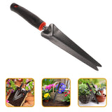 Worgeous Handy Weeder Puller with Stainless Steel Forked Tip for Gardening Ergonomic Wood Handle with Hole Black 2 Pronged