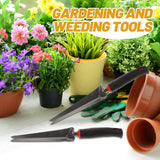 Worgeous Handy Weeder Puller with Stainless Steel Forked Tip for Gardening Ergonomic Wood Handle with Hole Black 2 Pronged