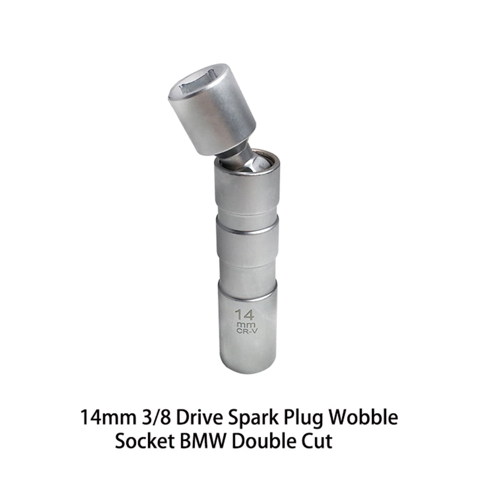 Worgeous Magnetic 12 Angle Spark Plug Sleeve for Car with 14mm 3/8 Drive Suitable for Spark Plugs Removal Tool Socket Silver carbon steel