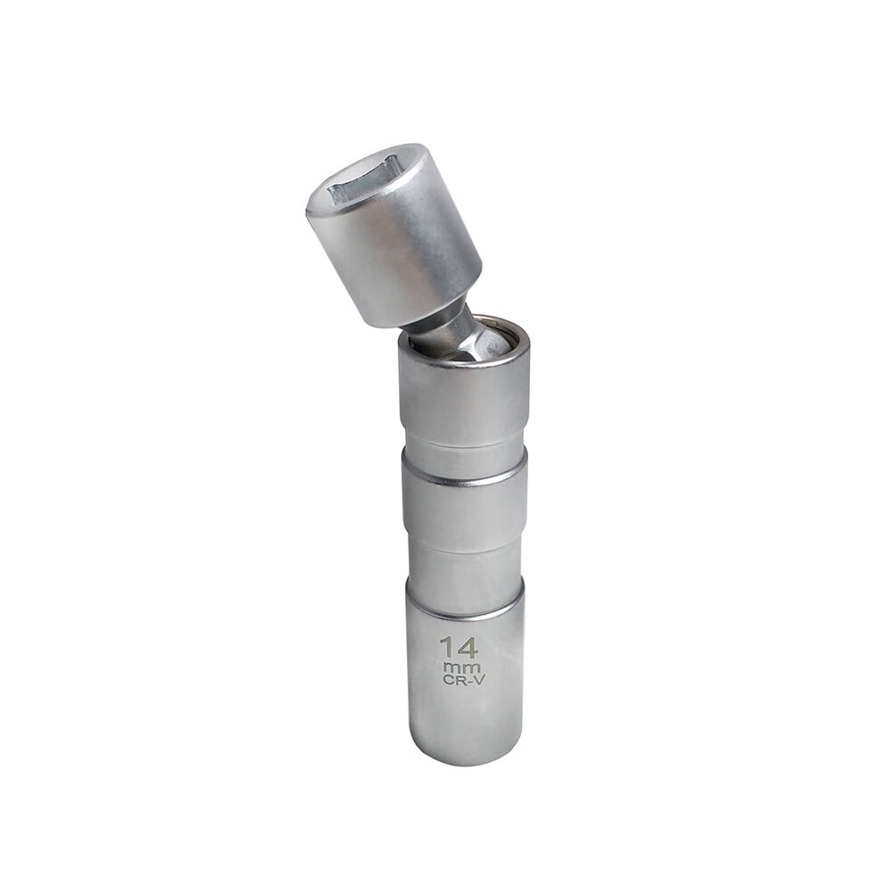 Worgeous Magnetic 12 Angle Spark Plug Sleeve for Car with 14mm 3/8 Drive Suitable for Spark Plugs Removal Tool Socket Silver carbon steel