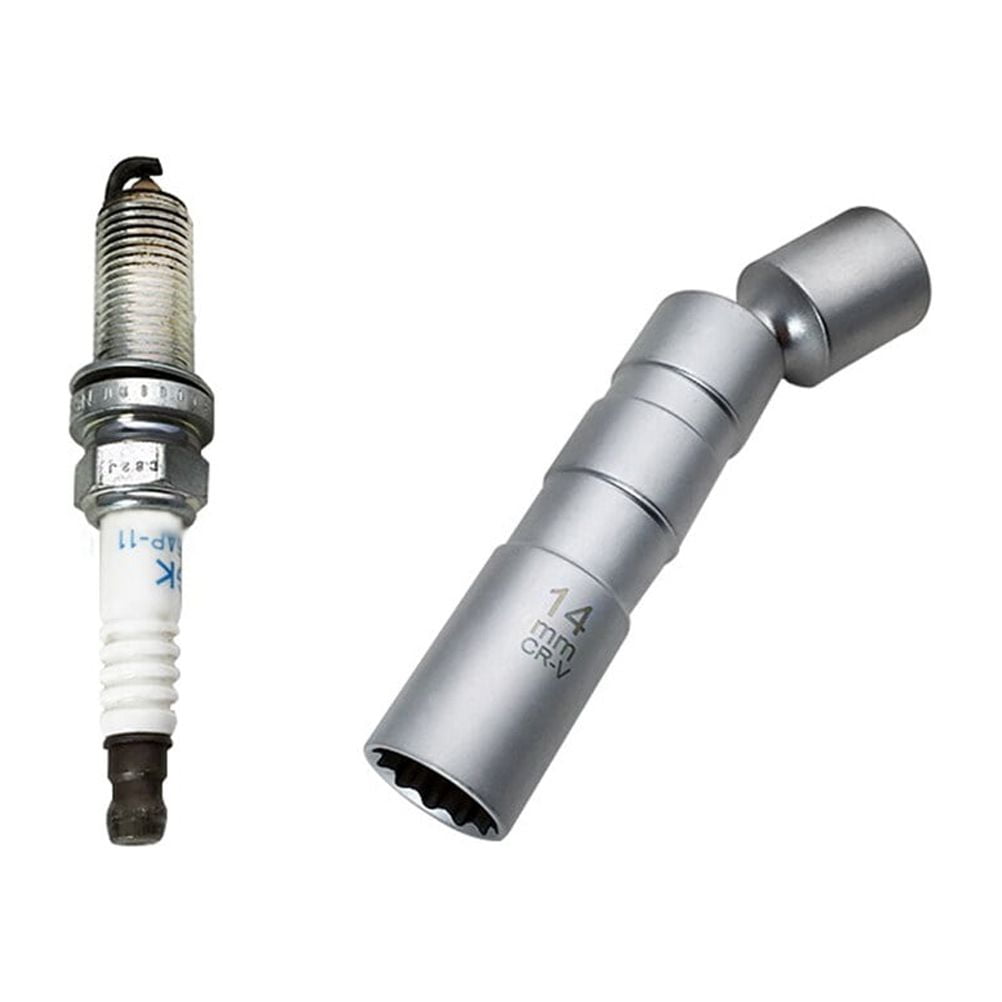 Worgeous Magnetic 12 Angle Spark Plug Sleeve for Car with 14mm 3/8 Drive Suitable for Spark Plugs Removal Tool Socket Silver carbon steel