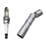 Worgeous Magnetic 12 Angle Spark Plug Sleeve for Car with 14mm 3/8 Drive Suitable for Spark Plugs Removal Tool Socket Silver carbon steel - Rear View