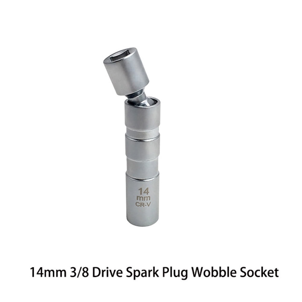 Worgeous Magnetic 12 Angle Spark Plug Sleeve for Car with 14mm 3/8 Drive Suitable for Spark Plugs Removal Tool Socket Silver carbon steel