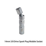 Worgeous Magnetic 12 Angle Spark Plug Sleeve for Car with 14mm 3/8 Drive Suitable for Spark Plugs Removal Tool Socket Silver carbon steel