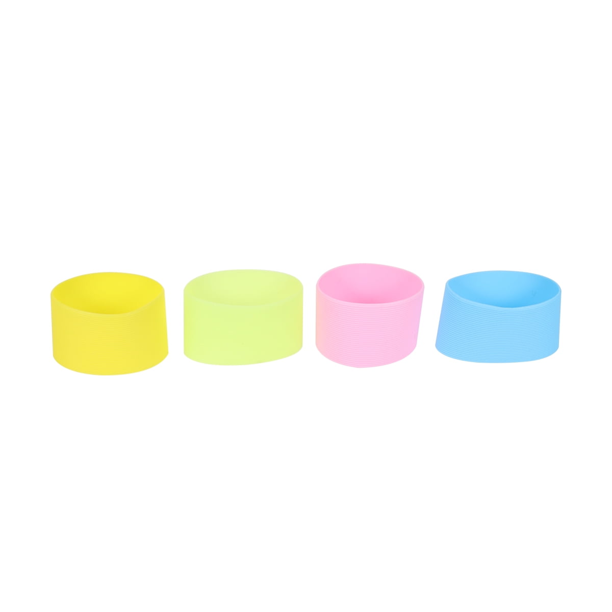 Worgeous 4pcs Silicone Heat resistant Cup Sleeves Non slip Protective Water Glass Covers for Bottles and Mugs (Green Light Blue Pink Yellow)