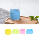 Worgeous 4pcs Silicone Heat resistant Cup Sleeves Non slip Protective Water Glass Covers for Bottles and Mugs (Green Light Blue Pink Yellow) - Rear View
