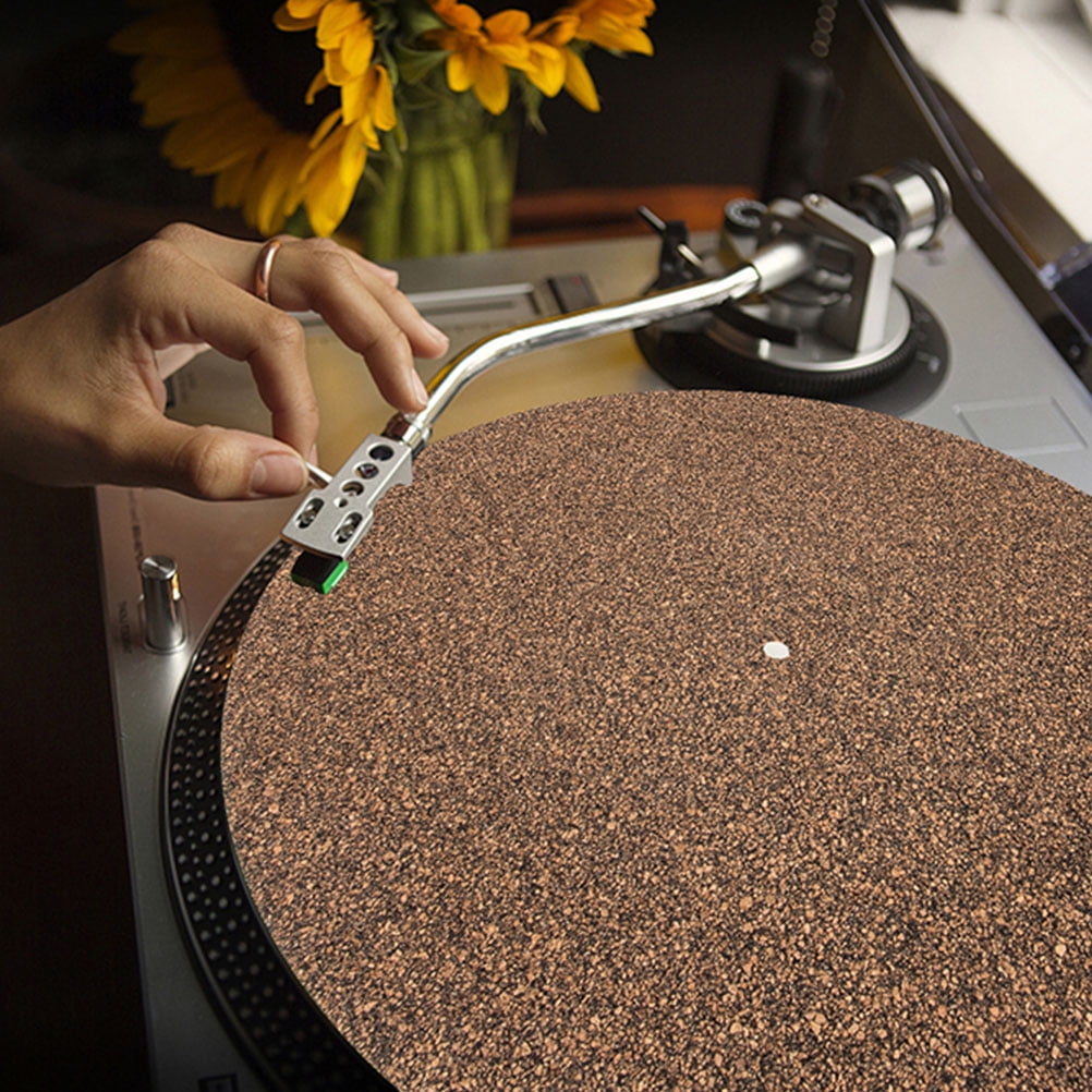 2Pcs Turntable Mat Cork Turntable Mat Cork Non-Slip Anti-Static Cork Mats Music Supply 29.70X29.70X0.10CM Brown