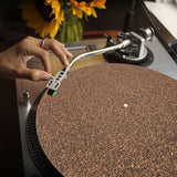 2Pcs Turntable Mat Cork Turntable Mat Cork Non-Slip Anti-Static Cork Mats Music Supply 29.70X29.70X0.10CM Brown - Rear View