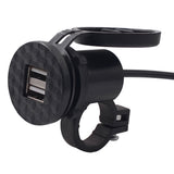 Worgeous Black ABS Motorcycle USB Socket Charger with Dual USB for Car Use Suitable for Most Environments 12V
