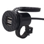 Worgeous Black ABS Motorcycle USB Socket Charger with Dual USB for Car Use Suitable for Most Environments 12V