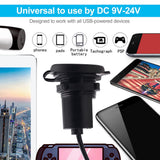 Worgeous Black ABS Motorcycle USB Socket Charger with Dual USB for Car Use Suitable for Most Environments 12V - Front View