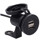 Worgeous Black ABS Motorcycle USB Socket Charger with Dual USB for Car Use Suitable for Most Environments 12V