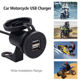 Worgeous Black ABS Motorcycle USB Socket Charger with Dual USB for Car Use Suitable for Most Environments 12V - Rear View