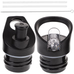 Worgeous 2 Pcs Straw Lid Drink Sports Bottle Lunch Black