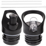 Worgeous 2 Pcs Straw Lid Drink Sports Bottle Lunch Black