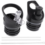 Worgeous 2 Pcs Straw Lid Drink Sports Bottle Lunch Black