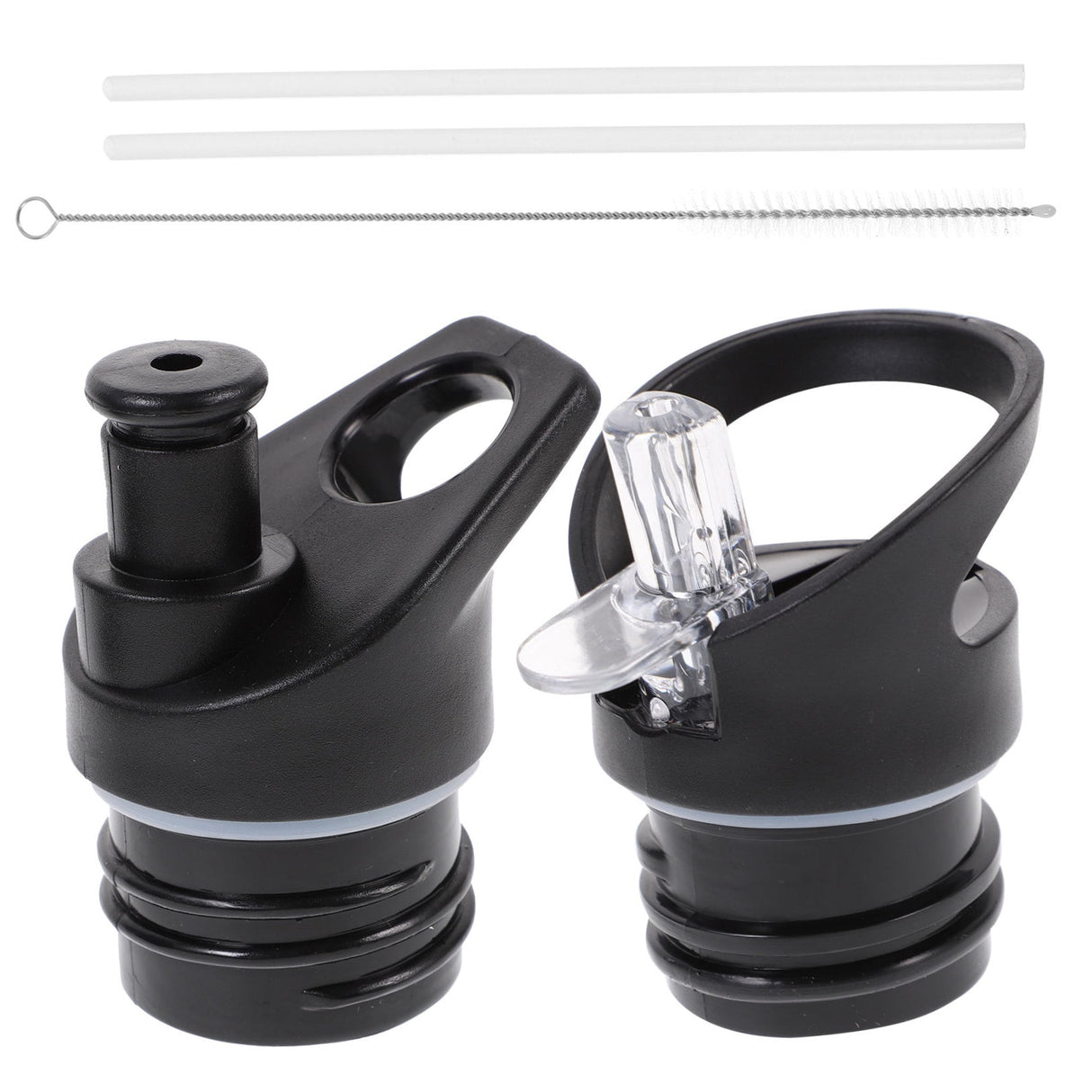 Worgeous 2 Pcs Straw Lid Drink Sports Bottle Lunch Black